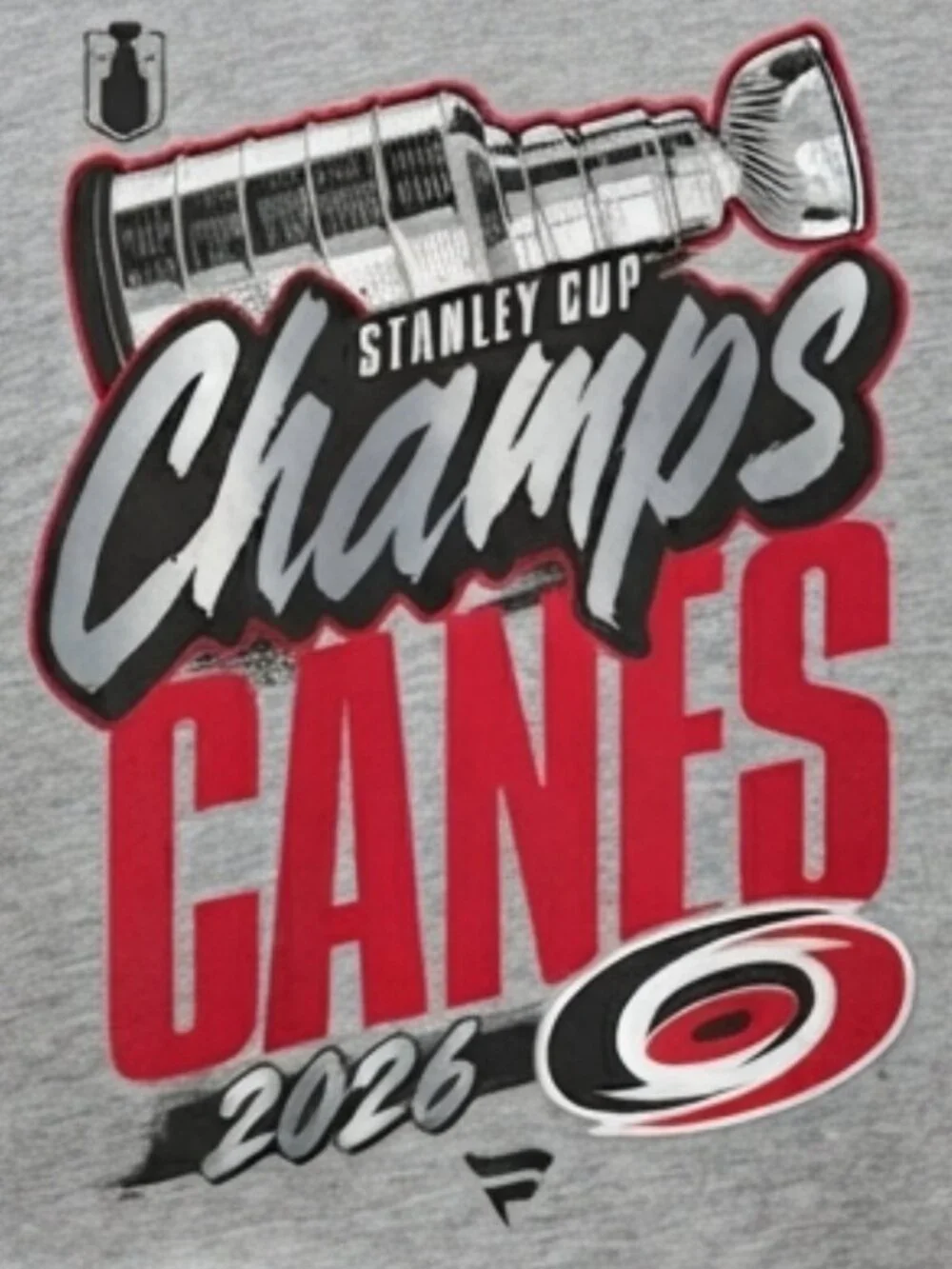Carolina Canes 2026 Stanley Cup Champs Grey Graphic T-Shirt